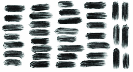 Black grunge stroke brush set for your design, vector.