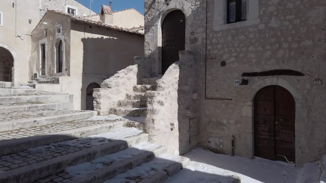 The beautiful village Santo Stefano di Sessanio on a winter morning. Abruzzo, Italy.