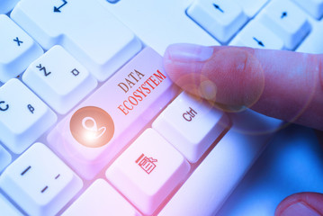 Word writing text Data Ecosystem. Business photo showcasing collection of infrastructure used to capture and analyze data