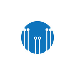 circuit board  in the circle icon.technology logo design template symbol icon vector-vector
