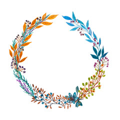 Floral Wreath In Watercolor