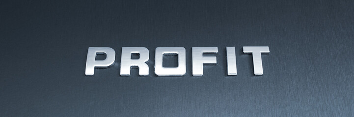 Word profit spelled in a conceptual image of love for financial profits. Over dark grey background.