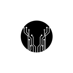 circuit board  in the circle icon.technology logo design template symbol icon vector-vector