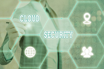 Conceptual hand writing showing Cloud Security. Concept meaning protection of data stored online from theft and deletion