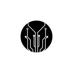 circuit board  in the circle icon.technology logo design template symbol icon vector-vector