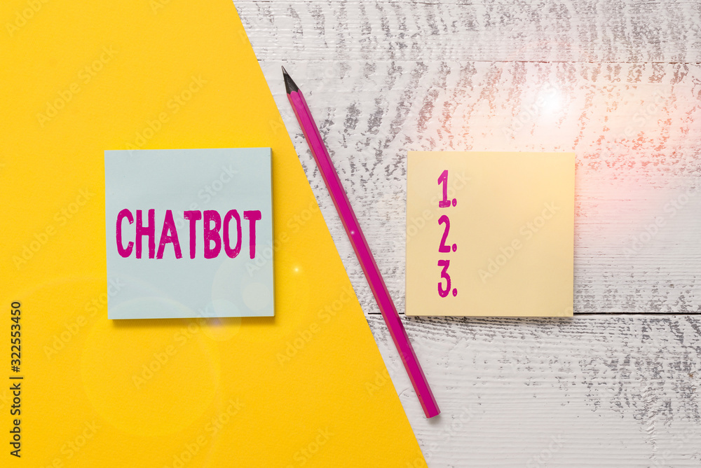 Poster conceptual hand writing showing chatbot. concept meaning a kind of computer program that simulates h