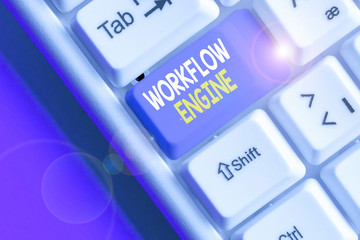 Conceptual hand writing showing Workflow Engine. Concept meaning software application that...