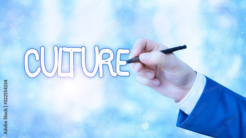 Aufkleber writing note showing culture. business concept for characteristics and knowledge of a particular gro