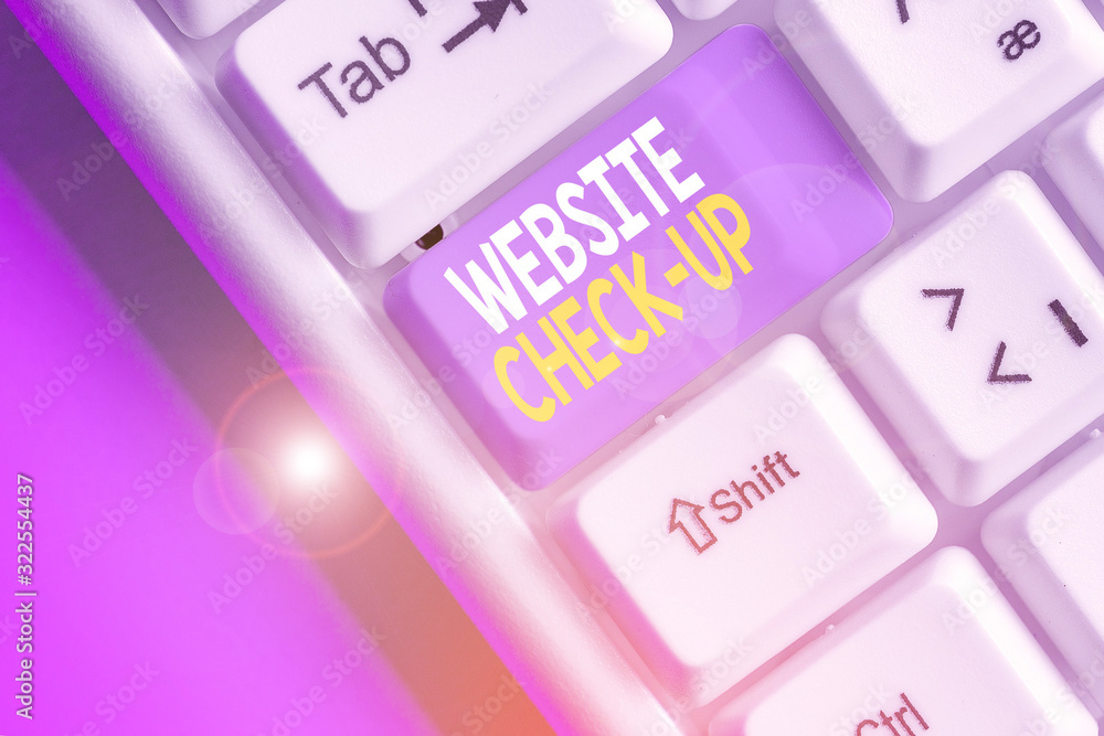 Poster conceptual hand writing showing website check up. concept meaning an examination of a website to see