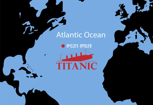 Vector Map Of The Place Where The Wreckage Of The Titanic Rests