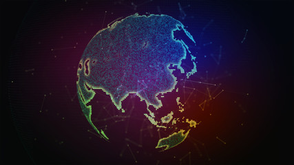 Naklejka premium World map globe point concept. Around Earth globe global network connection. 3d illustration.