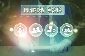 Word writing text Business Cases. Business photo showcasing undertaking on the basis of its...