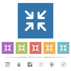 Fototapeta premium Minimize arrows flat white icons in square backgrounds