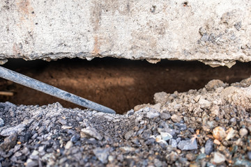 Subsidence under a house caused by a broken water service pipe