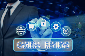 Conceptual hand writing showing Camera Reviews. Concept meaning examine or assess formally with the...
