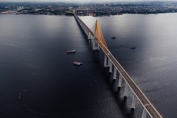 Cable-stayed bridge over the river in Manaus