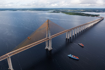 Cable-stayed bridge over the river in Manaus