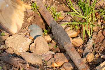 Sealant applied on the corrosion steel water pipes to repair the leaky pipe