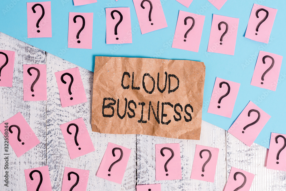 Poster word writing text cloud business. business photo showcasing computing that relies on shared computin