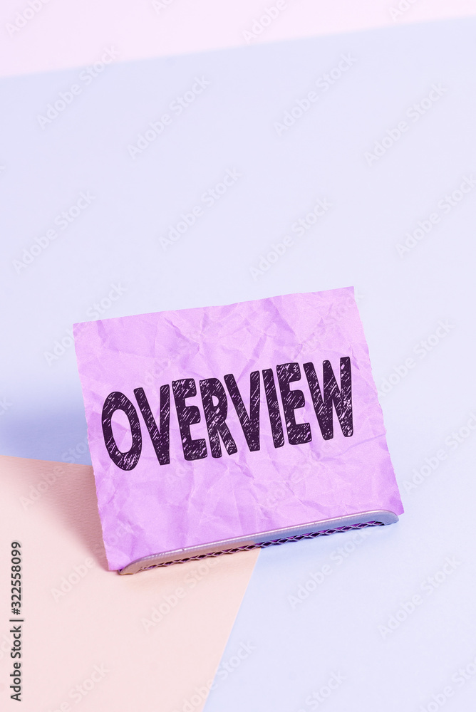 Poster handwriting text overview. conceptual photo the general review or summary of subject project movie b