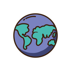earth planet icon, fill style and colorful design