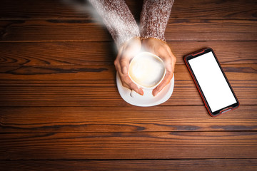 a female hands and coffee