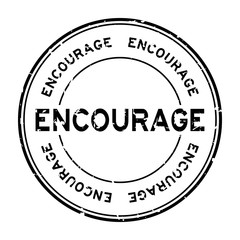 Grunge black encourage word round rubber seal stamp on white background