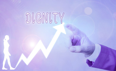 Word writing text Dignity. Business photo showcasing Quality Being worthy of honor respect Serious...