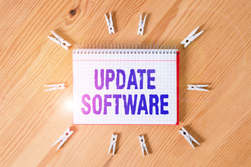 Handwriting text writing Update Software. Conceptual photo adds minor software enhancements and...