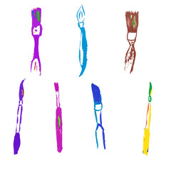 A Collection of Hand Drawn Paint Brushes for Art Illustration Vector