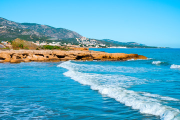Fototapeta premium rock formations Moro beach in Alcossebre, Spain