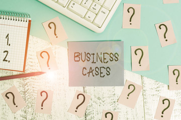 Conceptual hand writing showing Business Cases. Concept meaning undertaking on the basis of its...