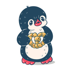  illustration with funny cartoon penguin