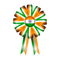 India detailed silk rosette flag, illustration