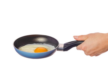 pan in hands on a white background