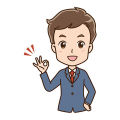 OKサインをする男性　ビジネスマン　イラスト