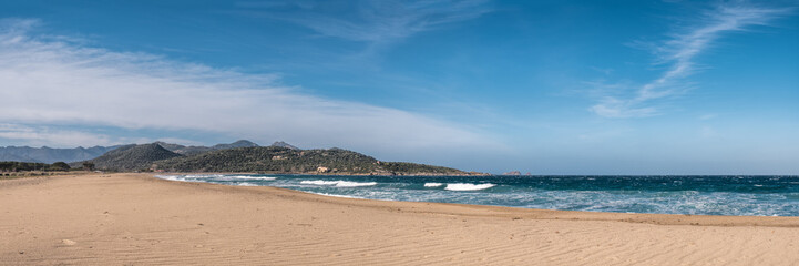 Panoramic view of Lozari beach in Corsica