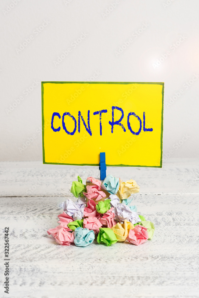 Poster writing note showing control. business concept for power to influence direct behavior actions course