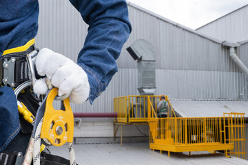 Technician Wear seat belts Safety harness Going up the stairs fixed ladder Working on a high ground In industrial plants prevent Fall from a height Wear protective equipment With space to enter text