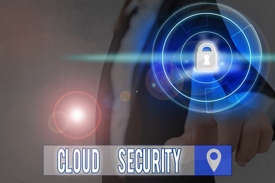 Text sign showing Cloud Security. Business photo text protection of data stored online from theft and deletion
