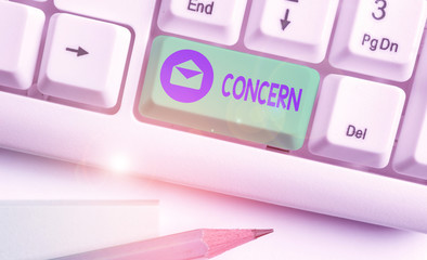 Word writing text Concern. Business photo showcasing to be important to someone or to involve...