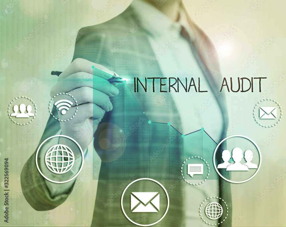 Poster text sign showing internal audit. business photo text evaluating and improving the effectiveness of 