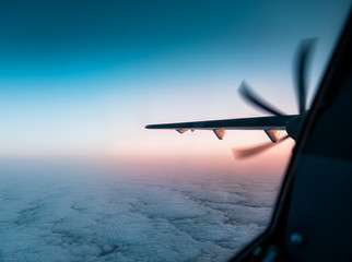 Right hand view of a propeller aircraft