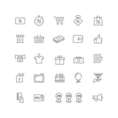 Line icons set. Black Friday pack. Vector