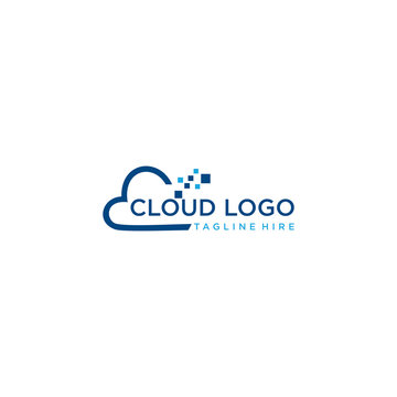 Cloud logo vector for software house, software developer, web developer, web hosting, domain, cloud services, website, cloud computing, data warehouse, big data.