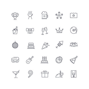 Line icons set. Party pack. Vector illustration