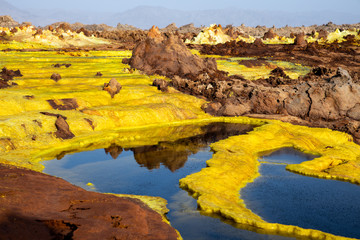 Fototapeta na wymiar Volcanic formation in Danakil depression desert Ethiopia