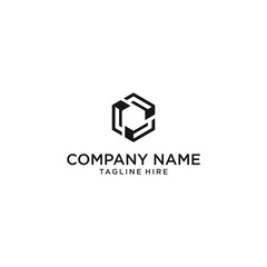 geometric cube logo in the form of a hexagon for technology