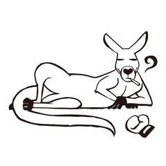 一服しているカンガルー　黒線