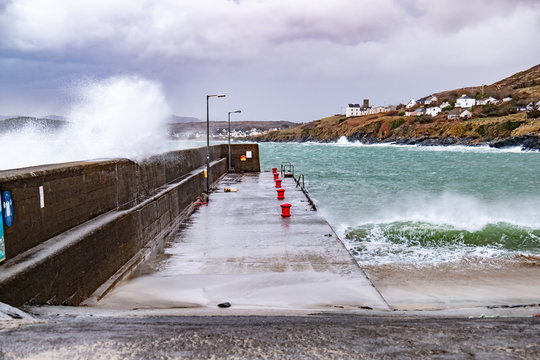 Crashing Ocean Waves In Portnoo During Storm Ciara In County Donegal - Ireland